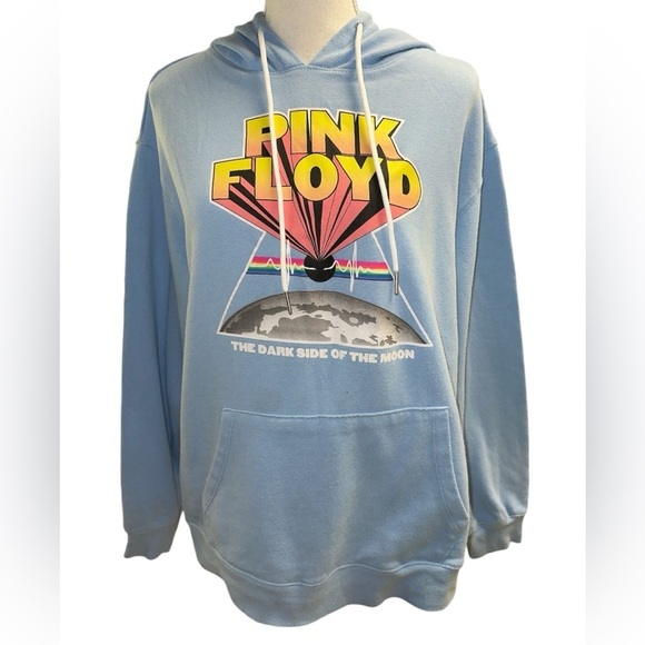 Pink Floyd Dark Side Of The Moon Graphic Cotton Blnd Blue Band Hoodie XL - Picture 1 of 9